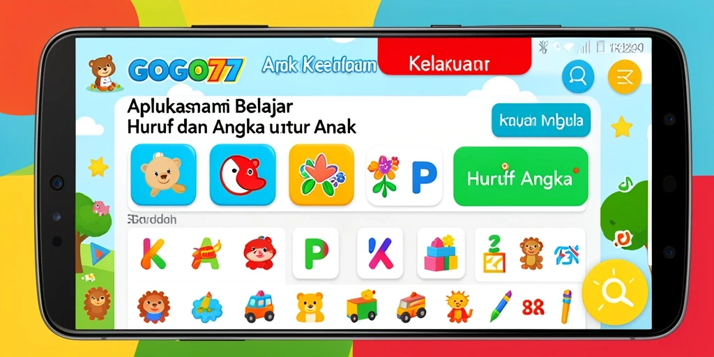 Tampilan interaktif aplikasi GOGO77 yang mendidik anak.