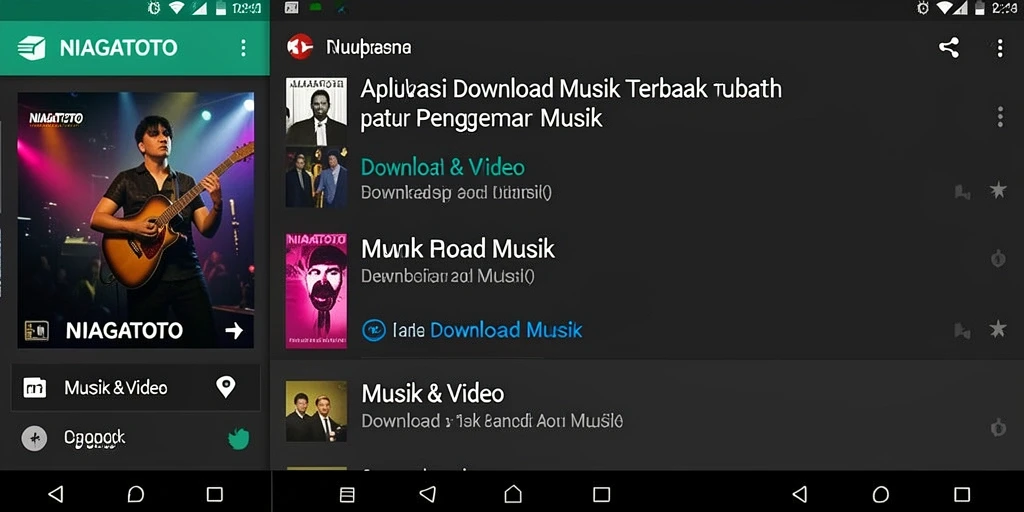 Tampilan antarmuka NIAGATOTO yang menarik dan fungsional untuk Download Musik.