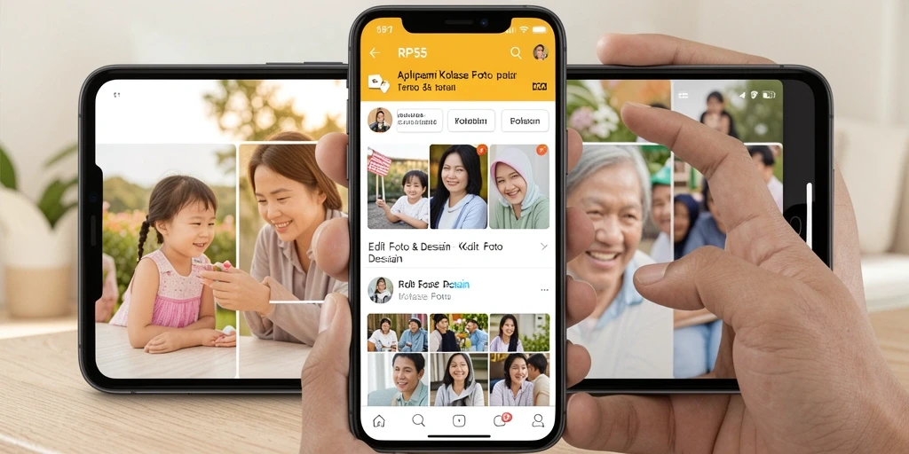Screenshot RP55 menampilkan fitur kolase foto yang menarik dan mudah digunakan.