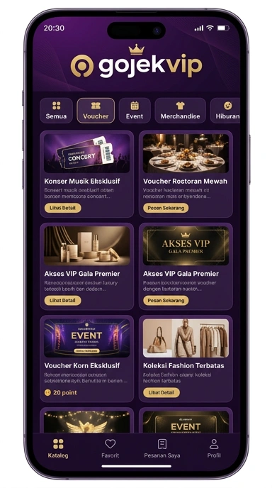 Tampilan katalog aplikasi gojekvip