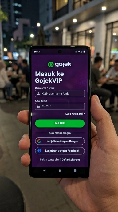 Tampilan halaman login gojekvip